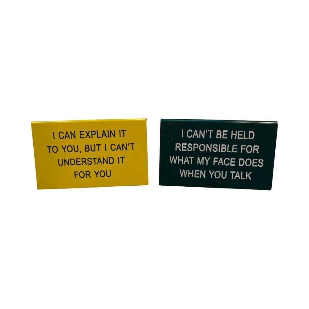 Funny Desk Signs Set of 2 Sarcastic Office‎ Decor Gag Gift Work Desk Nameplate